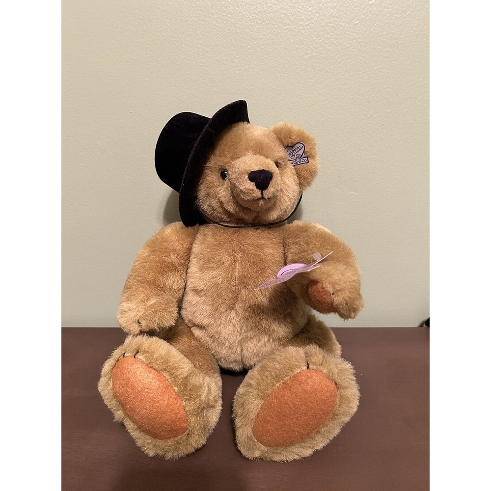 Annette Funicello Collectible Bear Co Dapper Dan Bear Plush Jointed Hat Stuffed